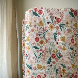 coquette garden 100% cotton quilt cottage farm coverlet blanket ladybug pink red